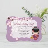 さくらこけし人形 ゲイシャ 誕生日パーティーの写真 招待状 (スタンド正面)