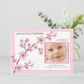 さくらちゃん出産発表 : ベビーピンク 案内状 (スタンド正面)