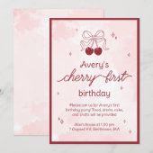 さくらちゃん1歳の誕生日パーティー招待状 招待状 (正面/裏面)