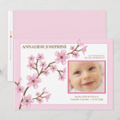 さくらちゃん 誕生のお知らせ : ベビーピンク 案内状 (正面/裏面)