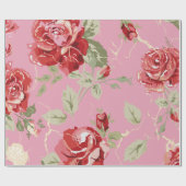 さくらと赤いバラの包装紙 ラッピングペーパー (フラット)