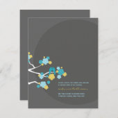 さくらと鳥の結婚式の招待状カード エンクロージャーカード (正面/裏面)