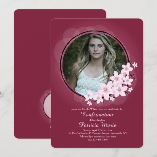 さくらの写真招待状 招待状 (正面/裏面)