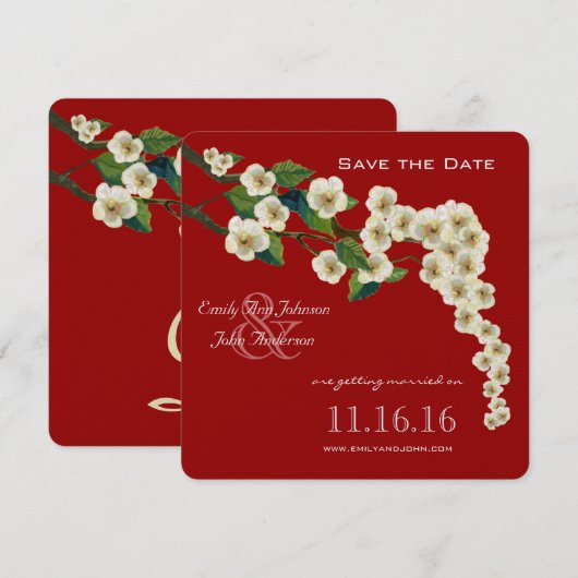 さくらの枝でお日程を保存 招待状 (正面/裏面)