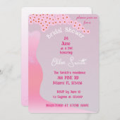 さくらの花を飾ったピンクのウェディングドレス ブライダルシャワー 招待状 (正面/裏面)