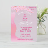 さくらの花を飾ったピンクのウェディングドレス ブライダルシャワー 招待状 (スタンド正面)