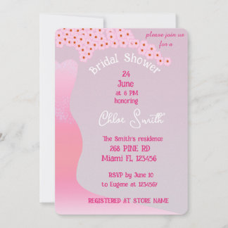 さくらの花を飾ったピンクのウェディングドレス ブライダルシャワー 招待状