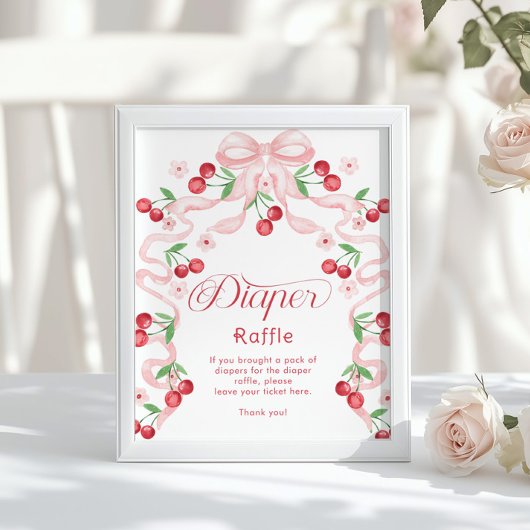 さくらんぼおむつラッフルピンクお洒落ボウ ポスター