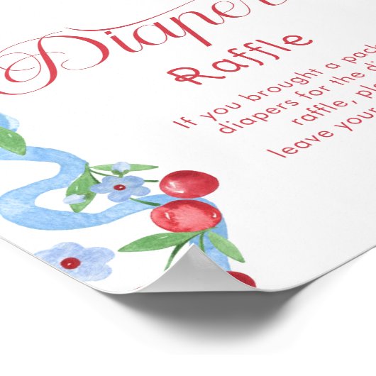 さくらんぼおむつラッフルブルーお洒落ボウ ポスター (角)