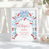 さくらんぼおむつラッフルブルーお洒落ボウ ポスター