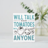 さくらんぼおもしろいトマト引用文がトマトを話す ポストカード (スタンド正面)