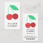 さくらんぼおもしろいフルーツ栄養士シェフソーシャルアイコン 名刺 (正面/裏面)