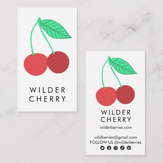 さくらんぼおもしろいフルーツ栄養士シェフソーシャルアイコン 名刺 (正面/裏面)