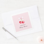 さくらんぼお洒落オントップガールベビーシャワー スクエアシール (封筒)