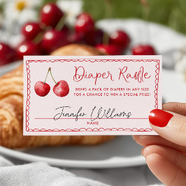 さくらんぼお洒落ベビーシャワーおむつラッフル エンクロージャーカード