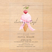 さくらんぼお洒落ベビーシャワー アクリル招待状 (正面)