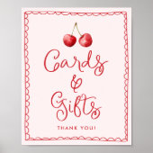 さくらんぼお洒落赤ちゃんシャワーカードとギフトサイン ポスター (正面)