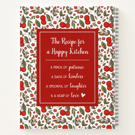 さくらんぼかわいらしの実の模様1番目の料理本 ノートブック (裏面)