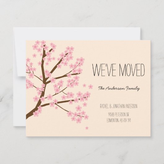 さくらんぼかわいらしフラムス桜ツリー引っ越しました カード (正面)