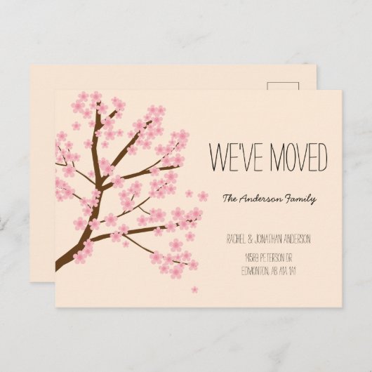 さくらんぼかわいらしフラムス桜ツリー引っ越しました ポストカード (正面/裏面)