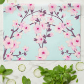 さくらんぼかわいらしブラッズピンクターコイズ キッチンタオル (折り畳み)