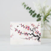 さくらんぼがアジアのインク絵を描を咲かす シーズンポストカード (スタンド正面)