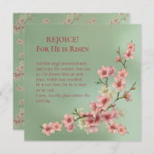 さくらんぼがピンクとティール（緑がかった色）に咲く ノートカード (正面/裏面)