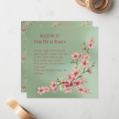 さくらんぼがピンクとティール（緑がかった色）に咲く ノートカード (正面/裏面インサイチュ)