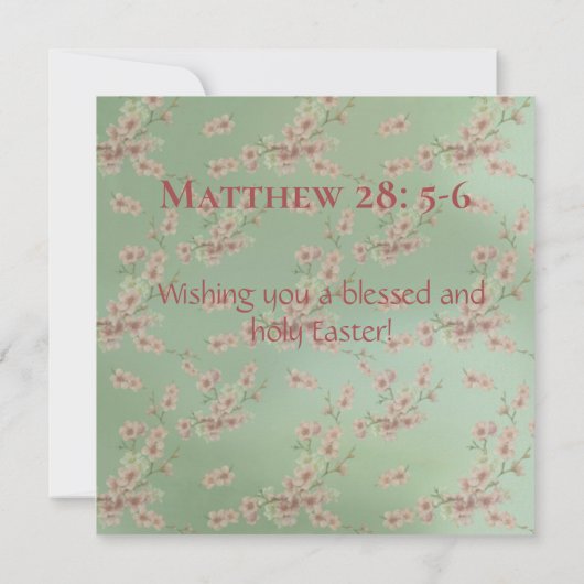 さくらんぼがピンクとティール（緑がかった色）に咲く ノートカード (裏面)