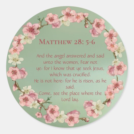 さくらんぼがピンクとティール(緑がかった色)に咲く ラウンドシール (正面)