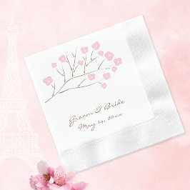 さくらんぼがピンク色に結婚咲く 縁ありカクテルナプキン