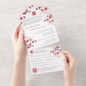 さくらんぼが二倍の幸福中国のを結婚咲かせる オールインワン招待状 (貼ってはがせる)