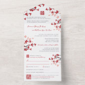 さくらんぼが二倍の幸福中国のを結婚咲かせる オールインワン招待状 (内側)