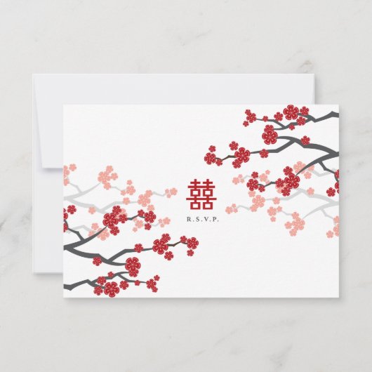 さくらんぼが二倍の幸福中国のを結婚咲かせる 出欠カード (裏面)