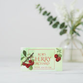 さくらんぼが緑の名刺に収まる 名刺 (スタンド正面)