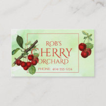 さくらんぼが緑の名刺に収まる