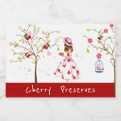 さくらんぼが缶詰ラベルを保持 フードラベル (シングルラベル)