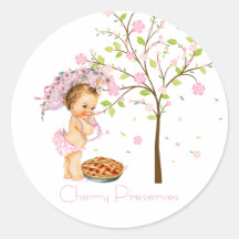 さくらんぼが缶詰ラベルを保持