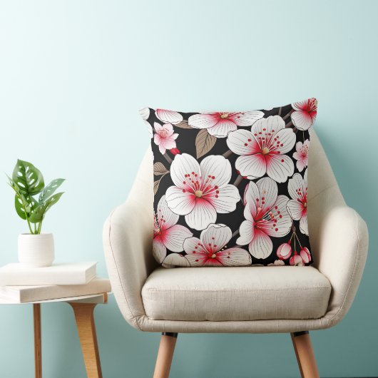 さくらんぼが黒く咲く クッション (椅子)