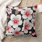 さくらんぼが黒く咲く クッション (ブランケット)