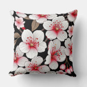 さくらんぼが黒く咲く クッション (正面)