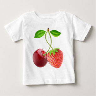 さくらんぼとイチゴを一緒に ベビーTシャツ