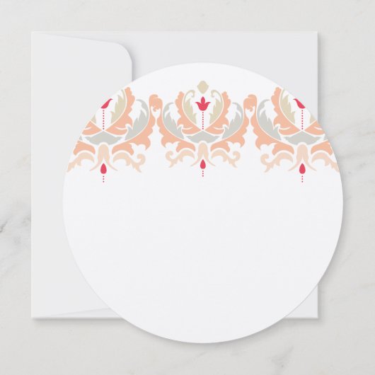 さくらんぼとエレガントピーチダマスクウェディングサンキュー サンキューカード (裏面)