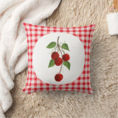 さくらんぼとジンガム枕 クッション (ブランケット)