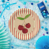 さくらんぼとストライプ紙プレート ペーパープレート (パーティー)