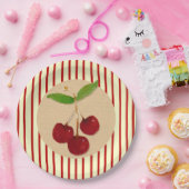 さくらんぼとストライプ紙プレート ペーパープレート (パーティー)