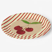 さくらんぼとストライプ紙プレート ペーパープレート (アングル)