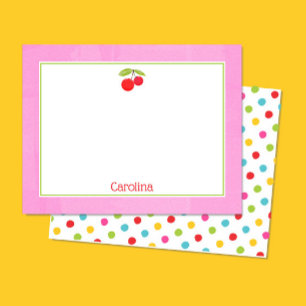 さくらんぼとドットが可愛い文房具カード サンキューカード