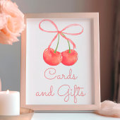 さくらんぼとピンクのリボンカードとギフトサイン フォトプリント           