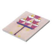 さくらんぼとピンクの背景を持つカップケーキアートプリント ノートパッド (回転)